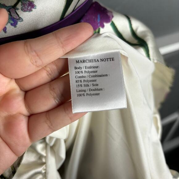 Marchesa Notte Floral Strapless Mikado Dress Cream Size 2 - Picture 10 of 11